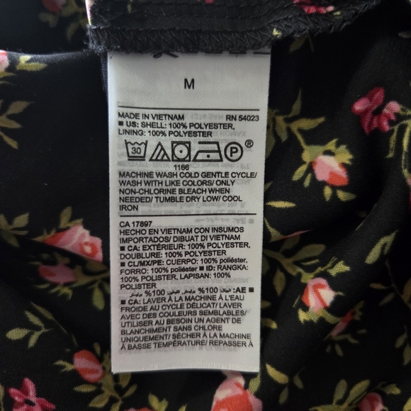 Old Navy Black Floral Midi Dress With Bell Sleeves Size Med - Picture 7 of 8